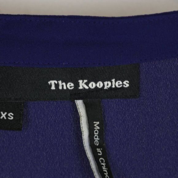 The Kooples Women's Extra Small Blue Lace Insert Long Sleeve Button Up Shirt - Picture 7 of 8